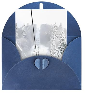Winter Old Cable Ski Lift Print Grußkarten Blanko-Karte Mit Umschlägen Für Business Einladungen Geburtstag Hochzeiten 10 X 15 Cm