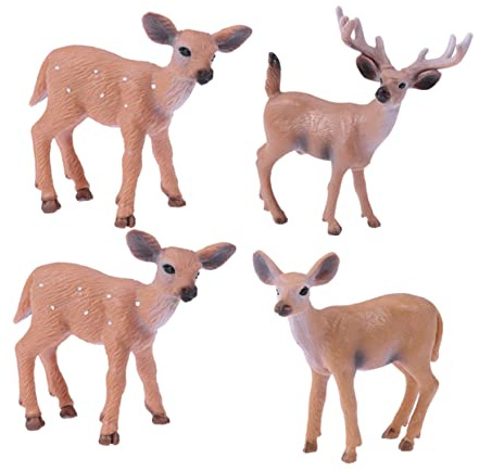 ibasenice White-tailed Deer Figurine Set 4pcs Plastic Realistic Wild Animal Models for Home Decor Boys and Girls Teaching Toys Christmas Ornament
