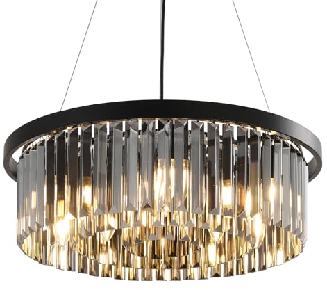 AHXIAOZN Lustre en Cristal Moderne, 60cm Lampe à Pendentif en Cristal Rond, Postmoderne Chandelier pour salle à manger, cuisine, salon, chambre, couloir, café, bar