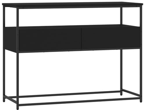 vidaXL Konsolentisch, Beistelltisch mit viel Stauraum, Wohnzimmertisch Tisch mit verstellbaren Beinen, Ablagetisch Flurtisch, Schwarz Holzwerkstoff