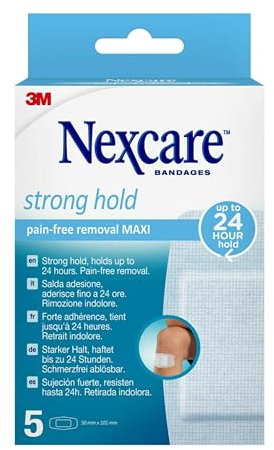 Pansements à retrait indolore Nexcare Strong Hold MAXI, 50 mm x 101 mm, 5/Boîte