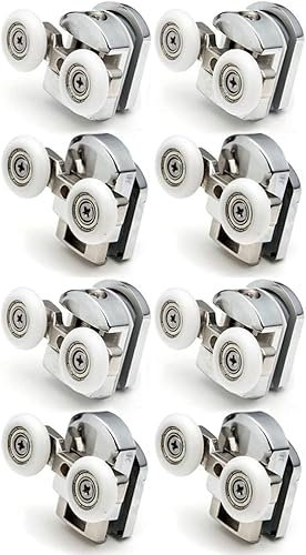 YUANQIAN Rodillos dobles para puerta de ducha, ruedas, poleas, rueda de 23 mm de diámetro, piezas de repuesto para baño superior e inferior (A23mm-8 piezas), XK-909