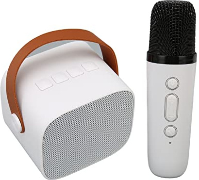 Septpenta Altoparlante Bluetooth Portatile con Microfono, Mini Altoparlante Karaoke e Set Microfono, Regali Karaoke per Ragazze, Feste di Compleanno per Ragazzi(Bianco)
