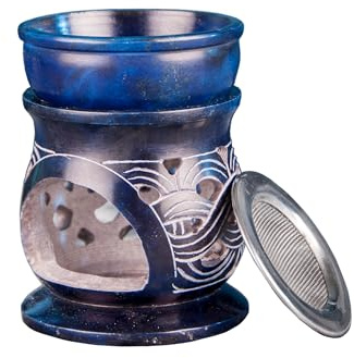 NKlaus Lampada aromatica nodo celtico con colino in pietra ollare, blu, 10 x 6 cm, 15816