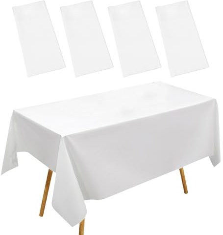 NYGGTYK 4 tovaglie in plastica, tovaglia da birra, per esterni, resistente alle intemperie, in plastica, pieghevole, rettangolare, rotolo di tovaglia (bianco)