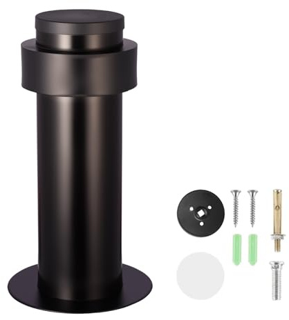 CKLHCFF Türstopper Wand, Türstopper Boden, Edelstahl Bodentürstopper und Wandtürstopper mit Gummipuffern Eignet Sich für Jede Art von Wohn- oder Bürodekoration (Black/Schwarz, 4.6cm/1.77in)
