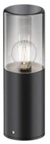 Licht-Erlebnisse Pollerleuchte Aluminium Glas E27 IP54 25 cm klein Grau Modern Wegeleuchte Garten Sockelleuchte außen
