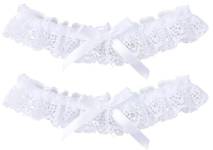 Liga blanca de encaje, Liga Novia Elástica a la Boda, Liga Nupcial Blanco, ligueros de encaje con corbata de moño, liga de boda de encaje, Novias Accesorios, para mascaradas, cosplay, bodas