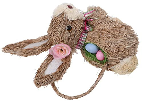Amosfun Decoración de Conejito de Paja Mini de Pascua para Escritorio