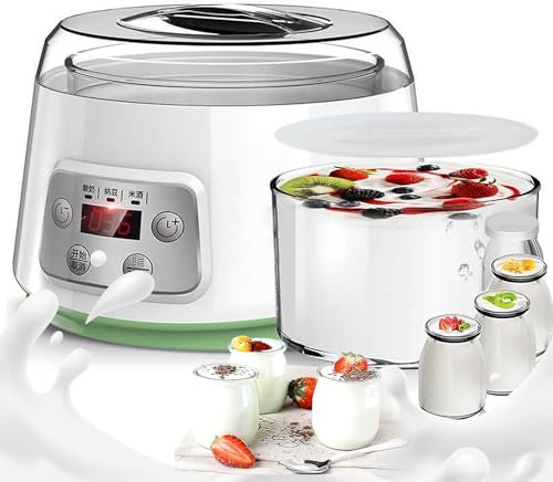 Yogurtera Completamente Automática, Máquina De Yogurt De 1.3l Con 4 Vasos De Vidrio,temporizador Con Pantalla Lcd, Control Inteligente, Máquina Para Hacer Vino Y Arroz Con Queso Para Yogur,natto,arroz