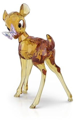 Swarovski Disney Classics Bambi, Niedliche Kristallfigur im Frühlingswald mit Schimmerndem Schmetterling, Größe: 10.6 x 6.9 x 7.9 cm