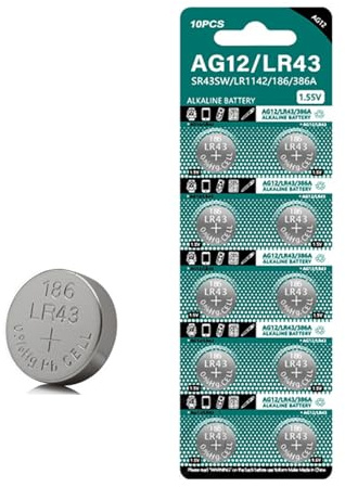 10 pilas de botón LR43 de 1,5 V, fuente de alimentación alcalina estable para dispositivos y accesorios, reemplaza AG12/SR43W/SR43/386