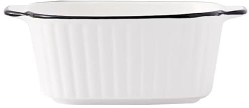 Juego de 4 moldes pequeños de cerámica para horno de 400 ml, para airfryer, mini lasaña con asas, seguro para horno y microondas, juego de 4 unidades, 14,5 x 11,5 x 5,5 cm