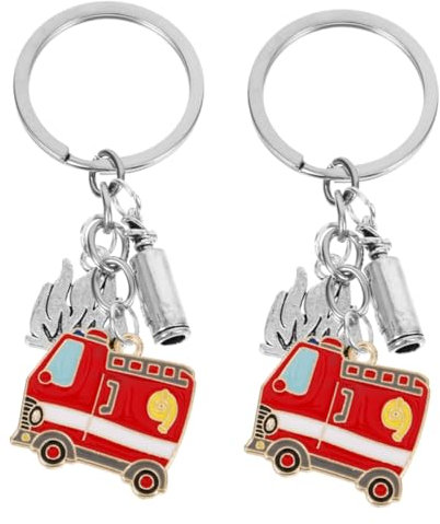 FRCOLOR 2stücke Feuerwehr Schlüsselanhänger Aus Metall Mit Dekorativem Feuerwehr-design Robuster Feuerwehrmann Schlüsselring Anhänger Als Geschenk Für Freunde Und Familien Praktische Auto
