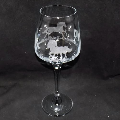 Beautiful 'Horse' Engraved Stemmed Wine Glass - Lovely Horse Owner Gift!