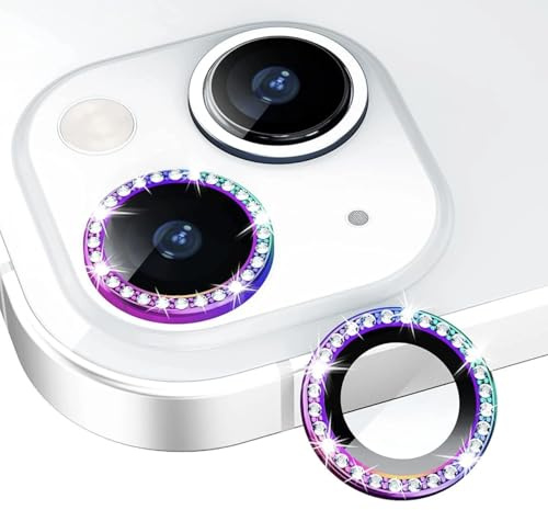 KK KENIK Camera Lens Protector For iPhone 13/13 Mini, Diamond Crystal Ring Design, 9H Tempered Glass, Waterproof, Scratch-proof For iphone 13/13 Mini Camera Lens Protector (Colourful)