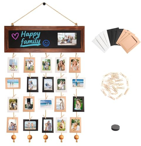 XIANJIA Fotogirlande Bilderrahmen mit 30 klammern und 40 Fotoalbum | Fotovorhang zum Aufhängen mit Tafel für Wohnzimmer Weihnachten Hochzeiten und Partyfotos