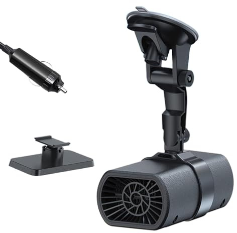 Calefacción de 12 V – Descongelador de vehículo con Ventilador | Calefacción portátil de Coche con Soporte de – para vehículos, Camiones, autocaravanas en Invierno y Verano para Interiores y