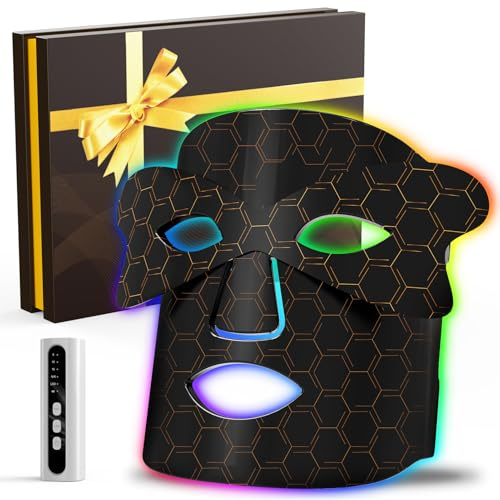 ​​CozyZen Rotlicht Lichttherapie für das Gesicht, 7+1 Farbmodi Nahinfrarot 850nm LED-Gesichtsmaske - Tragbares und aufladbares Lichttherapiegerät, Rotlichttherapie zu Hause (Schwarz)
