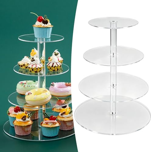 MospdyGear Supporto per torte in acrilico trasparente, elegante supporto rotondo per dessert, adatto per matrimoni, feste e baby shower