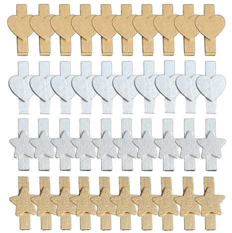 RTRTGS 40 Pièces Mini Pinces Déco, Pinces à Linge en Bois, Mini Épingle en Bois, Idéal pour Mariage, Noël, Travaux Manuels, Clip Photo, Décoration de la Maison