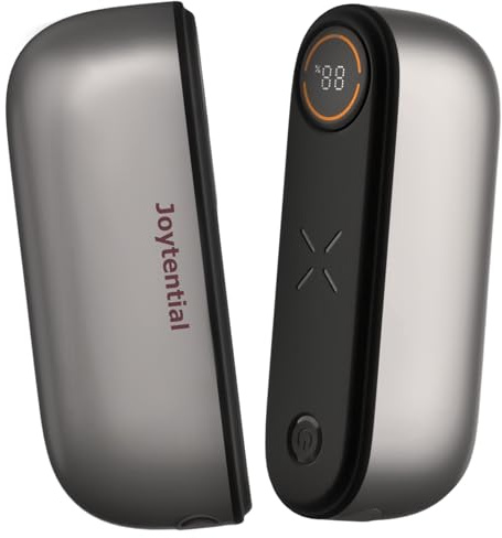 Joytential 10000mAh Chauffe Mains Rechargeables, 2 en 1 Chaufferette Électriques Magnétiques Portables, 3 Niveaux de Chaleur, Chauffe-Main pour Extérieur, Camping, Cadeau, Gris Métallique