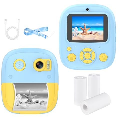 ERYUE Appareil Photo à Instantanée pour Enfants, avec Double Objectif, écran de 2.4 Pouces, Zoom 8X, Batterie Intégrée, Cadres Photo pour Enfants, Garçons et Filles (Bleu)