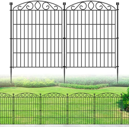 Garden Fence 12 Panel - 76.2cm H x 7 m L, No Dig Rustproof Metal Tall Animal Barrier for Dogs Rabbits, Decorative Outdoor Border for Yard, Patio, and Flower Beds