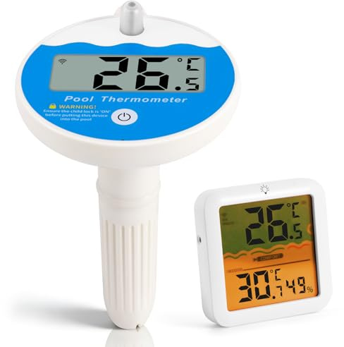 AOZBZ Poolthermometer Schwimmend, Pool Thermometer funk IP68 Wasserdicht Kindersicherungsfunktion für Schwimmbad, Whirlpool, Badewanne, Teich Wasserthermometer Batterie Nicht im Lieferumfang Enthalten