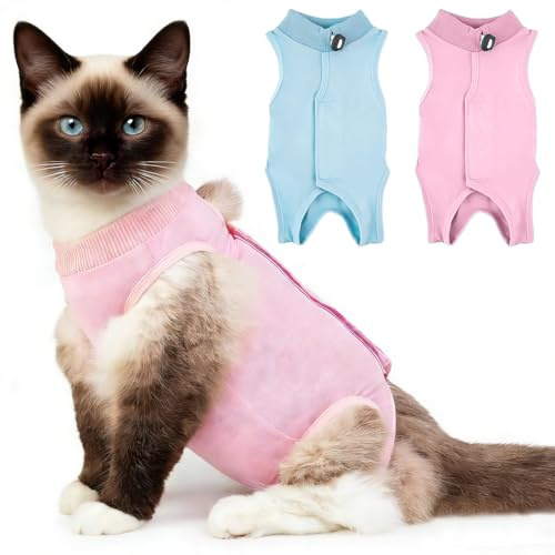 ROKZELT Body Chat Post operatoire colerette pour Chat Anti lechage Longues Onesies Empêcher la Perte de vêtements pour Animaux de Compagnie Gilet Chat Anti lechage