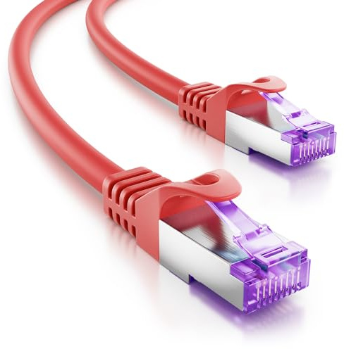 deleyCON 6m Cavo Rete CAT7-10 Gigabit - Cavo Patch RJ45 Ethernet (Rame, Schermatura S/FTP PiMF) - per Highspeed LAN DSL Switch Modem Router Patchpanel CAT7 CAT6 CAT5 - Rosso