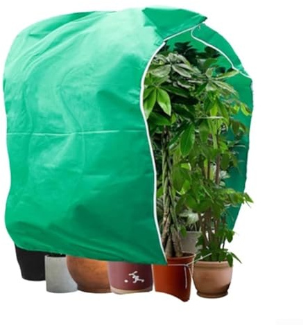 Funda de protección contra heladas para plantas con cremallera y cierre de cordón, diseñada para proporcionar una cobertura fiable contra temperaturas congeladas y vientos de invierno (240 x 200 cm