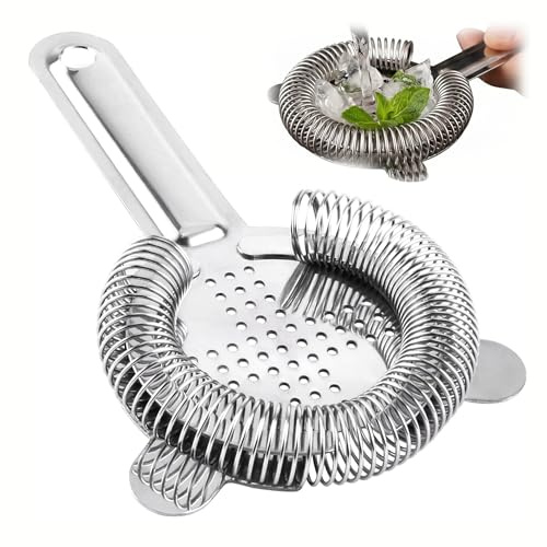 Passoire à Cocktail Inox Filtre de Bar Hawthorne Lot de 2 Passoires pour Shaker Accessoire Professionnel en Acier Inoxydable 304 avec Ressort Spirale pour Filtrer Glaçons et Fruits