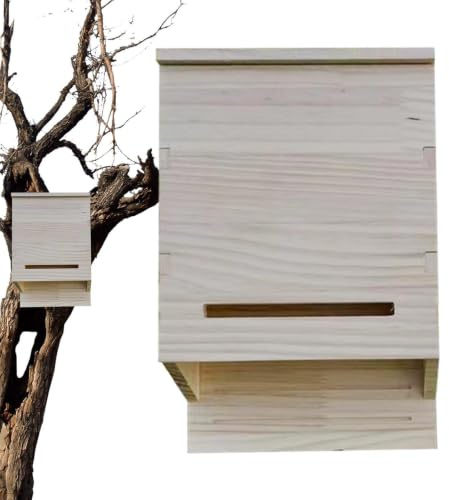 Fledermaushäuser Wetterbeständiges Holz 29 cm x 19 cm x 7 cm | Fledermausquartier Für alle Jahreszeiten geeignet im Garten auf dem Balkon am Hinterhof an Bäumen am Innenhof und
