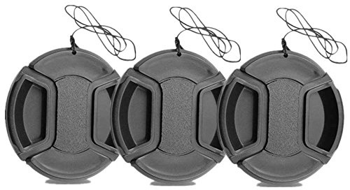 77mm Objektivdeckel, CAM-ULATA 3 Stücke Zentrum Pinch Snap-on Objektivdeckel Abdeckung Objektivkappen mit Halteband und Mikrofaser Reinigungstuch für Nikon, Canon, Sony und Andere DSLR Kameras