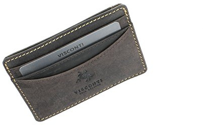 VISCONTI Slim Collection rakhyvel läder kreditkortshållare VSL25, Olja brun, One Size, Modern