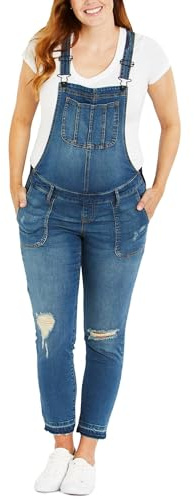 Motherhood Maternity womens Indigo Blue Side Panel Skinny Ankle Length Denim Overalls Jeans, Medium Wash, X-Small US