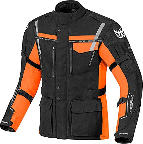 Berik Torino Waterproof Motorrad Textiljacke, schwarz/orange, 52
