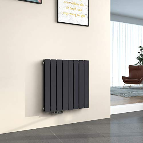 EMKE Heizkörper Horizontal 630x616 mm, Design Flachheizkörper mit Seitenanschluss, Doppellagig Anthrazit Paneelheizkörper Wandheizkörper für Bad, Schlafzimmer & Wohnzimmer, 805W