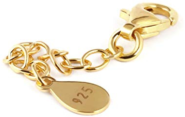 My-Bead 1 Stück Verlängerungskette 7cm 925 Sterling Silber 24K doppelt vergoldet für Armbänder und Ketten Juweliers- Qualität