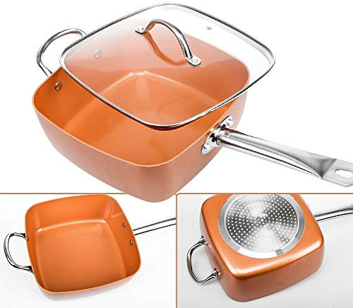 swiss line SARTEN - Casseruola in ceramica per induzione in vitro fuoco colore rame antiaderente