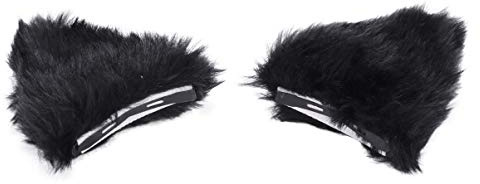 EXCEART Katzenohren Haarspangen PlüSch Schwarz 10X10X8cm | PlüSch, Schwarz, 2 Haarspangen, FüR Cosplay- Und KostüMpartys, FüR MäDchen, Halloween