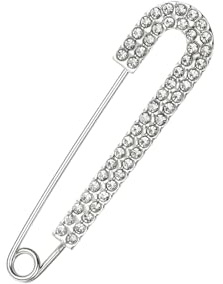Strass-Brosche, Sicherheitsnadeln, Clips, Schals, Verschluss, Anstecknadel, Schmuckschnalle, Kleiderdekoration, Schnalle, Kleidung, Ornament für Damen und Mädchen (Gold), 5.7cm/2.24inch, Glas Stoff