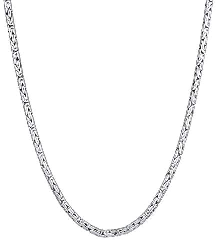Kuzzoi Exklusive 925 Silber Herren Halskette, Königskette Silber Herren (4 mm), massive Silber Kette für Herren ohne Anhänger, Länge 50cm – 60cm, 0109841420
