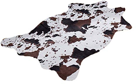 GUOCU Kuhfell Teppich Rutschfester Kunstfell Bereich Teppiche Cowhides Teppich Wohnzimmer Carpet Zebra Muster Leopard Bodenmatte Sofa Matte Super Weicher Bettvorleger für Schlafzimmer A 75x110CM