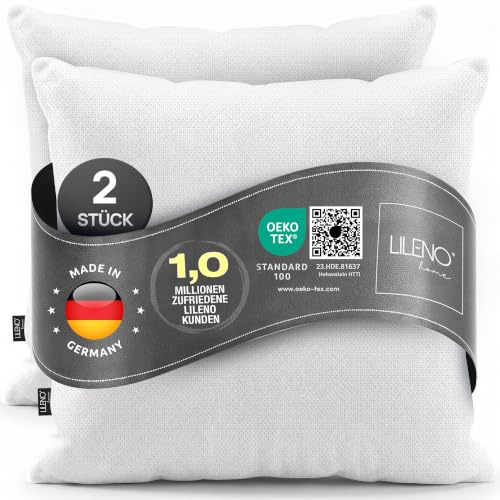 LILENO HOME Set di 2 cuscini 65x65 cm - Cuscino interno lavabile a 40°C adatto per allergici - Cuscino in poliestere come cuscino per divano, cuscino per la testa