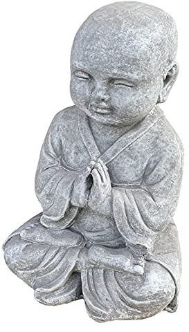 stoneandstyle Steinfigur betender Shaolin Mönch frostfest Steinguss ca. 18,3 kg