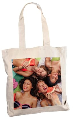 ORWONet ORWO – Foto-Stofftasche aus Jute | 100% Bio-Baumwolle | 36 x 40 x 10 cm | Tote Bag mit Square-Druck | 2 breite Schulterhenkel