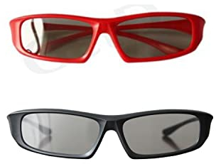 Ultra 1 Pair of Black and 1 Red Adults Passive 3D Glasses for TV Men Women Polarized Wraparound For Use with RealD Movies Cinemas TVs and Projectors 3D Cinema Glasses Movie Glasses 3D Glasses Cinema
