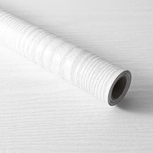 Abyssaly Selbstklebende Möbelfolie Weiß Matt Holzoptik für Möbel | 60 x 500cm Klebefolie Möbel Holzoptik Geeignet für die Umgestaltung von Schränken, Tischen Fensterbank Klebefolie Küche